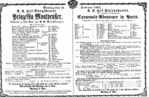 Theaterzettel (Oper und Burgtheater in Wien) 18680210 Seite: 1