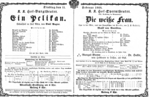 Theaterzettel (Oper und Burgtheater in Wien) 18680211 Seite: 1