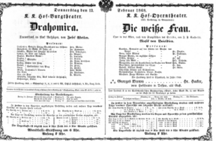 Theaterzettel (Oper und Burgtheater in Wien) 18680213 Seite: 1
