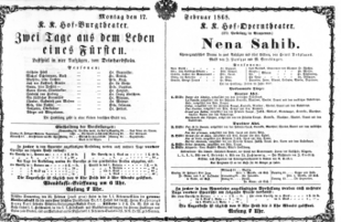 Theaterzettel (Oper und Burgtheater in Wien) 18680217 Seite: 1