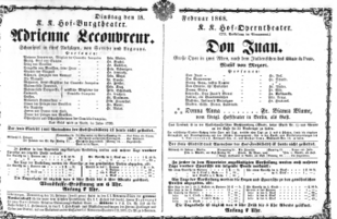 Theaterzettel (Oper und Burgtheater in Wien) 18680218 Seite: 1