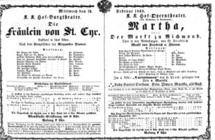 Theaterzettel (Oper und Burgtheater in Wien) 18680219 Seite: 1