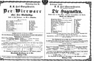 Theaterzettel (Oper und Burgtheater in Wien) 18680223 Seite: 1
