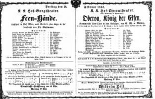Theaterzettel (Oper und Burgtheater in Wien) 18680228 Seite: 1