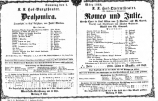 Theaterzettel (Oper und Burgtheater in Wien) 18680301 Seite: 1