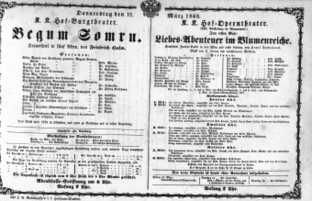 Theaterzettel (Oper und Burgtheater in Wien) 18680312 Seite: 1