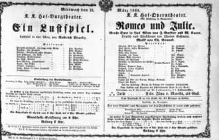 Theaterzettel (Oper und Burgtheater in Wien) 18680318 Seite: 1