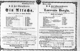 Theaterzettel (Oper und Burgtheater in Wien) 18680321 Seite: 1