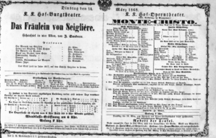 Theaterzettel (Oper und Burgtheater in Wien) 18680324 Seite: 1