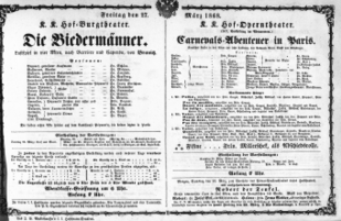 Theaterzettel (Oper und Burgtheater in Wien) 18680327 Seite: 1