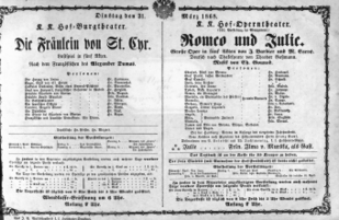 Theaterzettel (Oper und Burgtheater in Wien) 18680331 Seite: 1