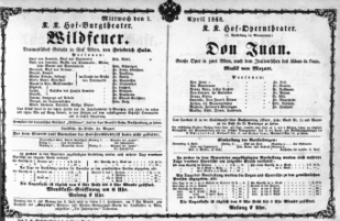 Theaterzettel (Oper und Burgtheater in Wien) 18680401 Seite: 1