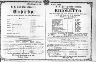 Theaterzettel (Oper und Burgtheater in Wien) 18680414 Seite: 1
