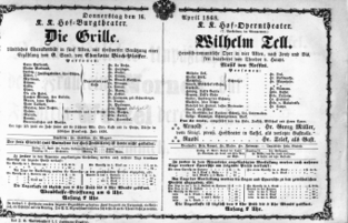 Theaterzettel (Oper und Burgtheater in Wien) 18680416 Seite: 1