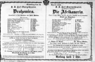 Theaterzettel (Oper und Burgtheater in Wien) 18680418 Seite: 1