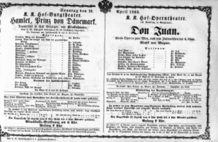 Theaterzettel (Oper und Burgtheater in Wien) 18680419 Seite: 1