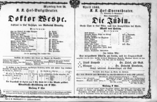 Theaterzettel (Oper und Burgtheater in Wien) 18680420 Seite: 1