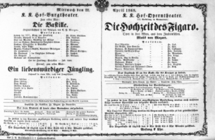 Theaterzettel (Oper und Burgtheater in Wien) 18680422 Seite: 1