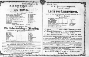 Theaterzettel (Oper und Burgtheater in Wien) 18680423 Seite: 1