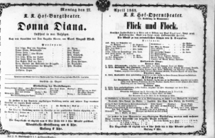 Theaterzettel (Oper und Burgtheater in Wien) 18680427 Seite: 1