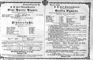 Theaterzettel (Oper und Burgtheater in Wien) 18680430 Seite: 1