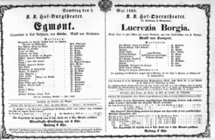 Theaterzettel (Oper und Burgtheater in Wien) 18680502 Seite: 1