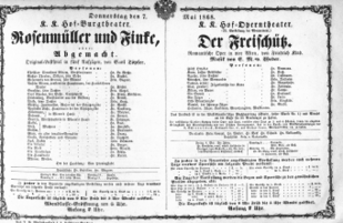 Theaterzettel (Oper und Burgtheater in Wien) 18680507 Seite: 1