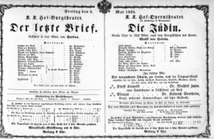 Theaterzettel (Oper und Burgtheater in Wien) 18680508 Seite: 1