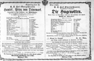 Theaterzettel (Oper und Burgtheater in Wien) 18680510 Seite: 1