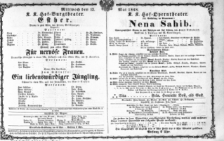 Theaterzettel (Oper und Burgtheater in Wien) 18680513 Seite: 1
