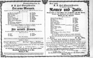 Theaterzettel (Oper und Burgtheater in Wien) 18680514 Seite: 1
