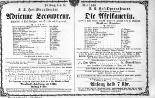 Theaterzettel (Oper und Burgtheater in Wien) 18680515 Seite: 1