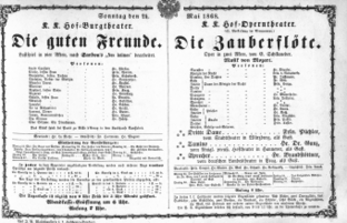 Theaterzettel (Oper und Burgtheater in Wien) 18680524 Seite: 1