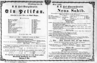 Theaterzettel (Oper und Burgtheater in Wien) 18680526 Seite: 1