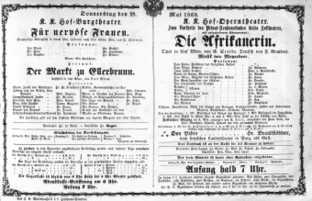 Theaterzettel (Oper und Burgtheater in Wien) 18680528 Seite: 1