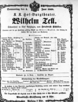 Theaterzettel (Oper und Burgtheater in Wien) 18680604 Seite: 1