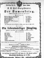 Theaterzettel (Oper und Burgtheater in Wien) 18680605 Seite: 1