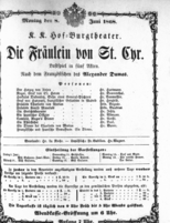 Theaterzettel (Oper und Burgtheater in Wien) 18680608 Seite: 1