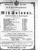 Theaterzettel (Oper und Burgtheater in Wien) 18680609 Seite: 1