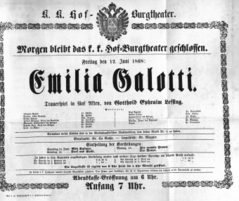 Theaterzettel (Oper und Burgtheater in Wien) 18680612 Seite: 1
