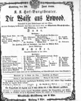 Theaterzettel (Oper und Burgtheater in Wien) 18680620 Seite: 1
