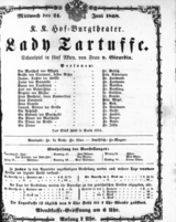Theaterzettel (Oper und Burgtheater in Wien) 18680624 Seite: 1