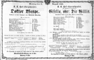 Theaterzettel (Oper und Burgtheater in Wien) 18680817 Seite: 1