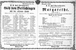 Theaterzettel (Oper und Burgtheater in Wien) 18680818 Seite: 1