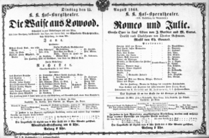Theaterzettel (Oper und Burgtheater in Wien) 18680825 Seite: 1