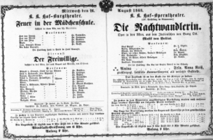 Theaterzettel (Oper und Burgtheater in Wien) 18680826 Seite: 1