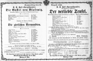 Theaterzettel (Oper und Burgtheater in Wien) 18680827 Seite: 1