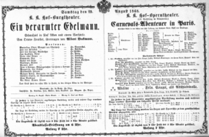 Theaterzettel (Oper und Burgtheater in Wien) 18680829 Seite: 1