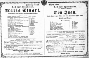 Theaterzettel (Oper und Burgtheater in Wien) 18680830 Seite: 1