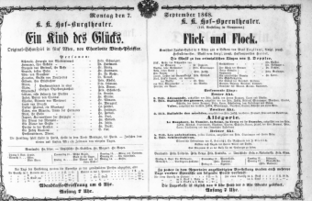 Theaterzettel (Oper und Burgtheater in Wien) 18680907 Seite: 1